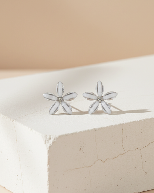 Frosted Petal Flower Stud Earrings - Clooz