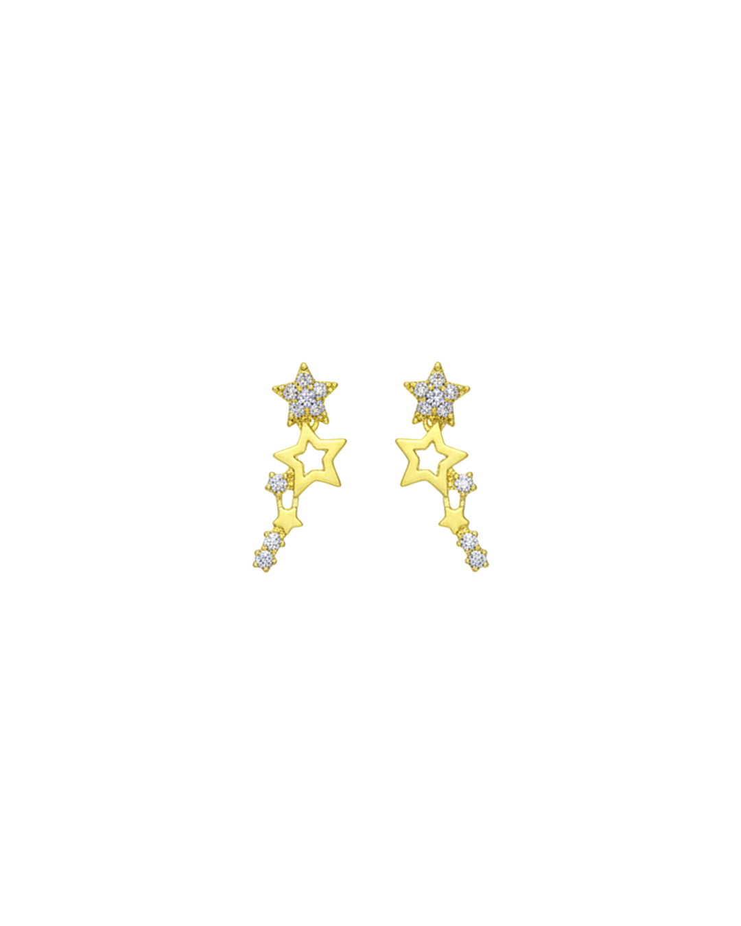 Mini Celestial Stud Earrings | Korean Style Moon & Star Rhinestone Cluster
