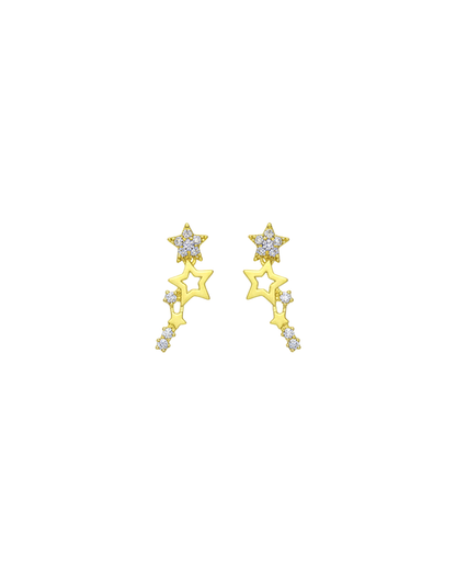 Mini Celestial Stud Earrings | Korean Style Moon & Star Rhinestone Cluster