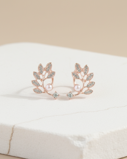 Rose Gold Pearl Vine Ear Climbers - Clooz