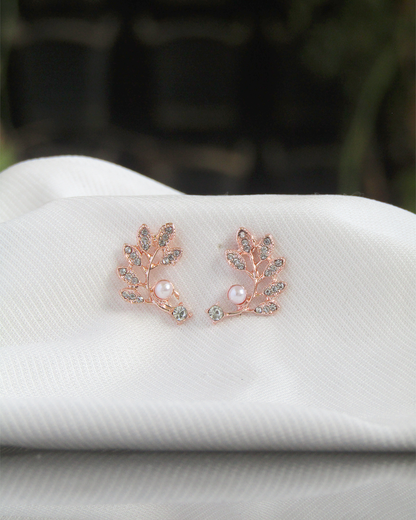 Rose Gold Pearl Vine Ear Climbers - Clooz