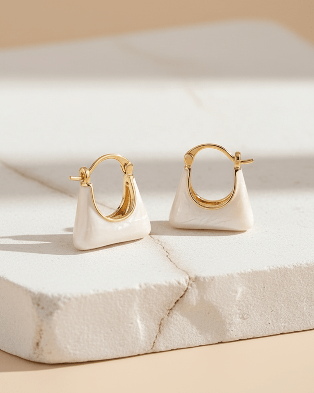 Designer Tote Korean Style Enamel Handbag Hoop Earrings - Clooz