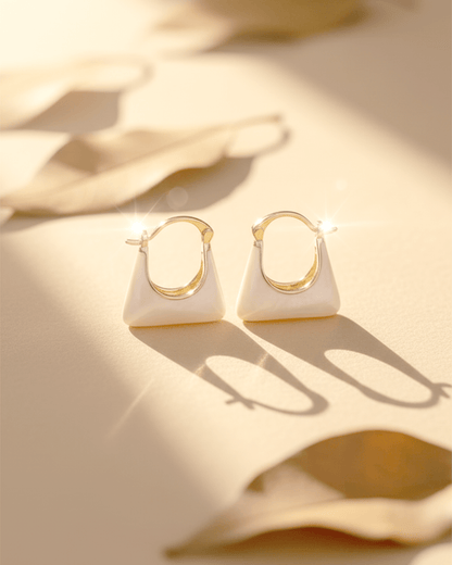 Designer Tote Korean Style Enamel Handbag Hoop Earrings - Clooz