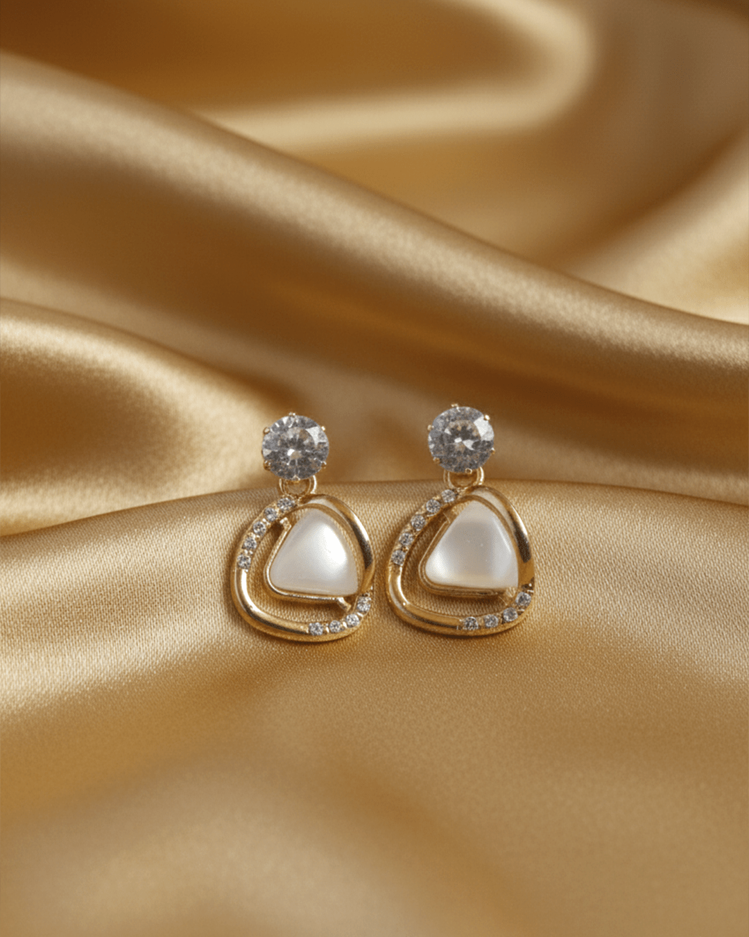 Golden Halo Mother-of-Pearl/Opalite Triangle Dangle Earrings - Clooz