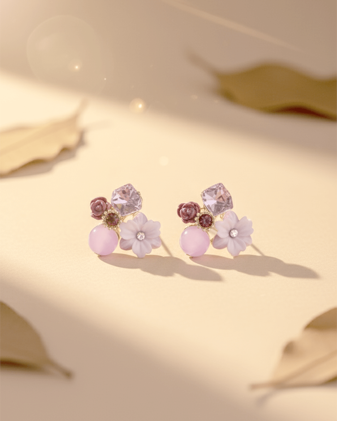 Lavender Bloom Korean Style Floral Cluster Stud Earrings - Clooz